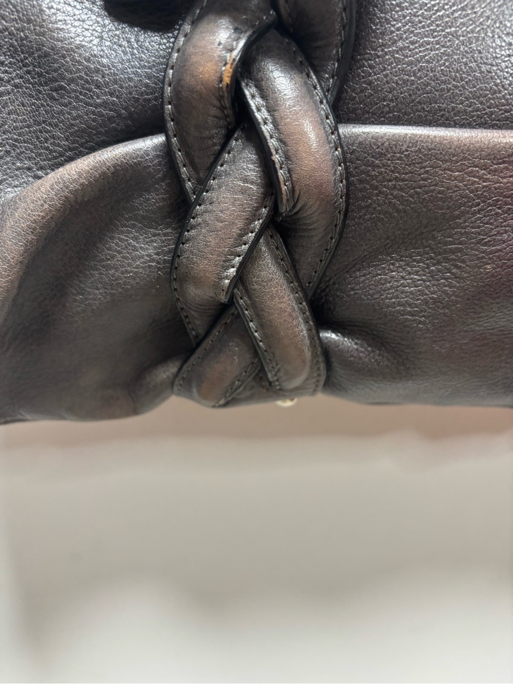 Danier Dark Brown Braided-Accent Shoulder Satchel - Picture 5 of 11